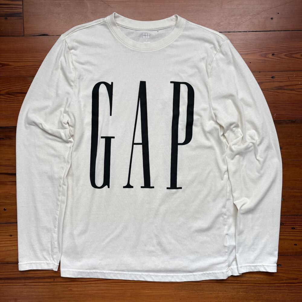 Gap Spell Out T-Shirt Men's Size L White Long Sleeve Yeezy Style